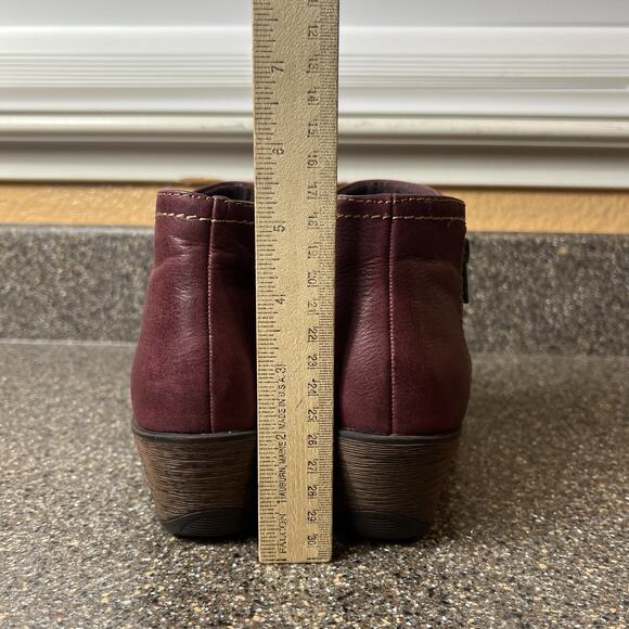 Earth Origins Merlot Leather Ankle Boots Heeled Womens 7.5M Comfort Casual Shoes - Picture 9 of 11